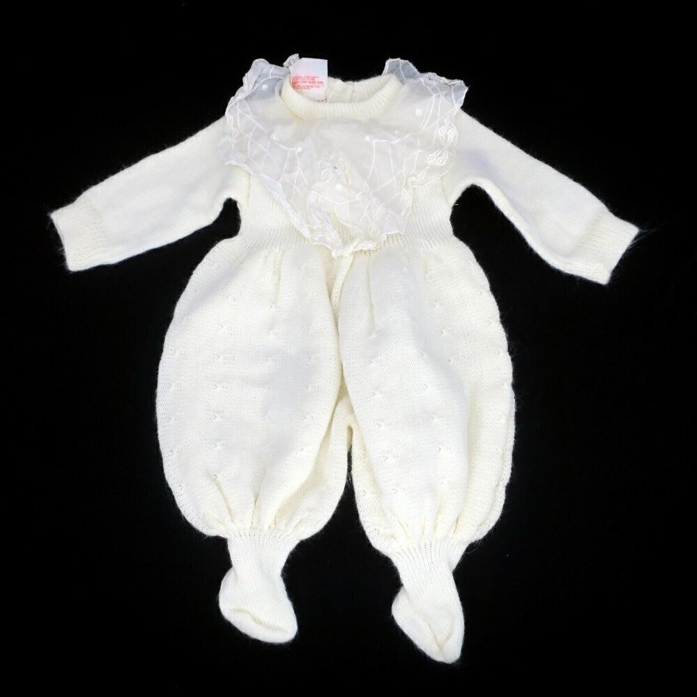 Baby Dove Vintage One Piece Knit Sweater Romper Girl's 0-9 Months 100% Acrylic
